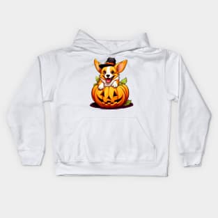 Pembroke Welsh Corgi Dog inside Pumpkin #2 Kids Hoodie